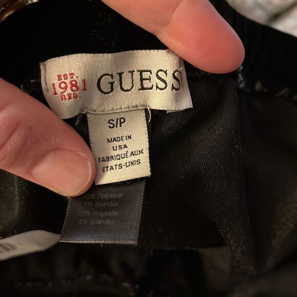 Guess Black Velvet Leggings High Waist Comfortable Slim Fit Small S/P - Picture 3 of 4